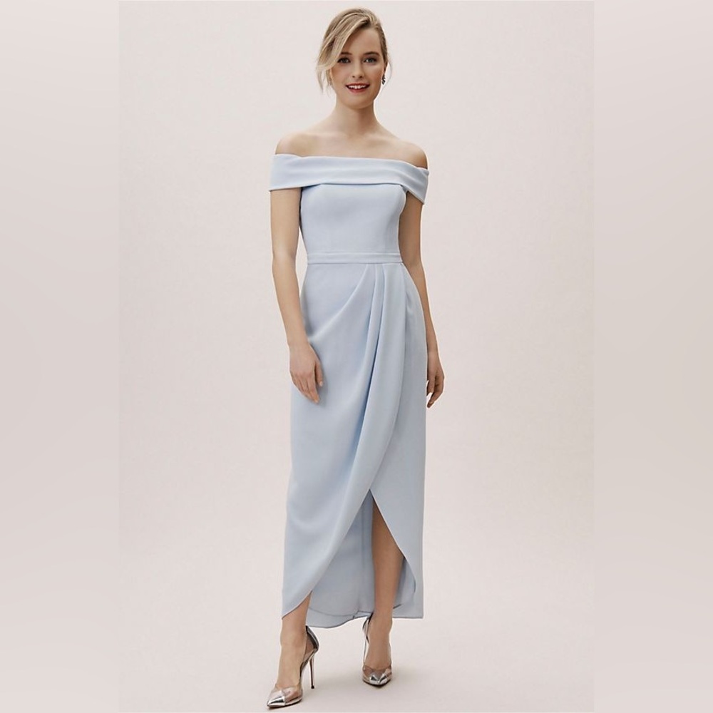 Anthropologie BHLDN Blue Asymmetrical Wrap Gown